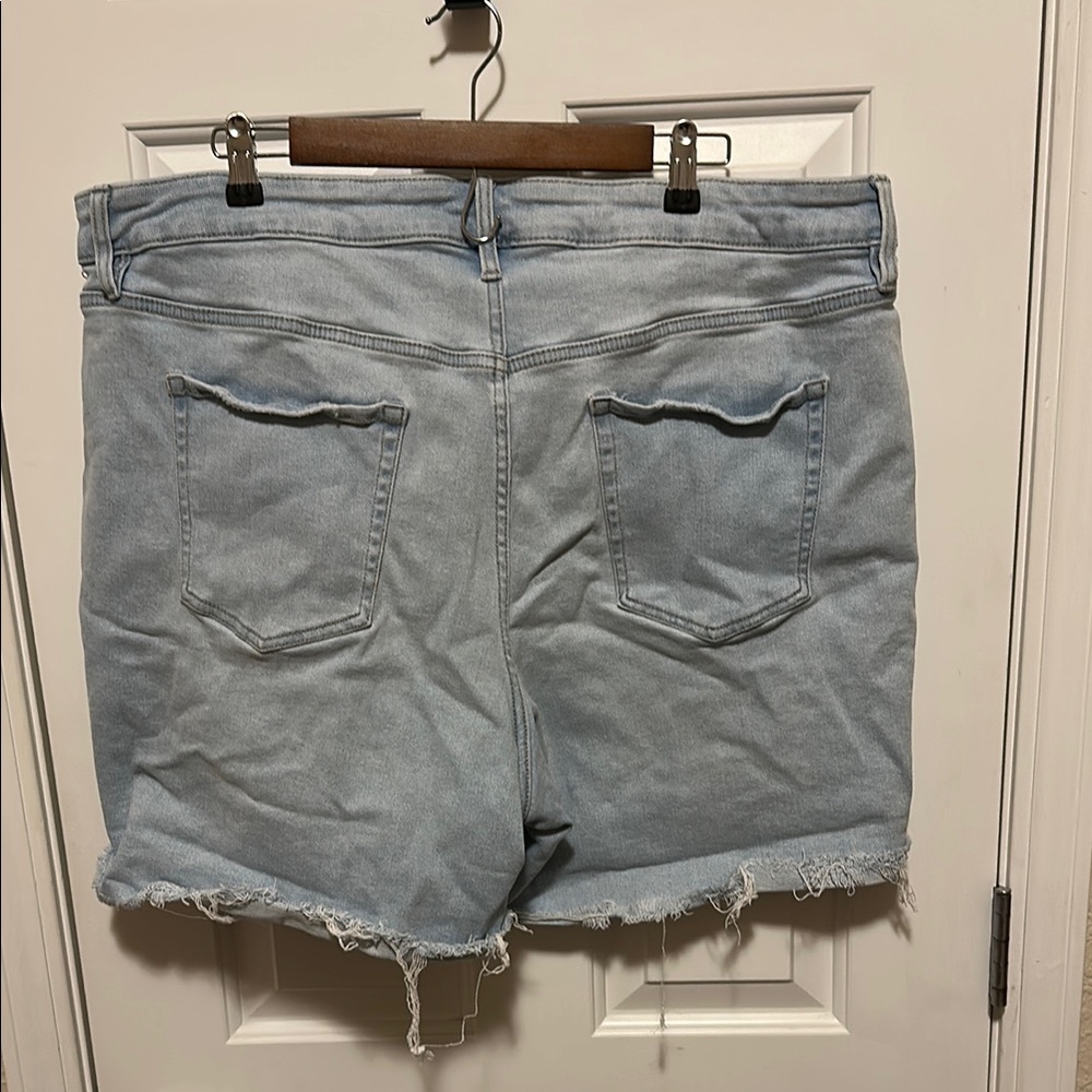 Blue Jean Shorts with Distressed Raw Hem - Picture 7 of 7